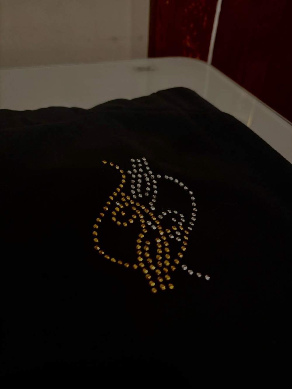 Vintage Y2K Baby Phat Black Track Joggers with Gold & Silver Rhinestone Logo(2X)